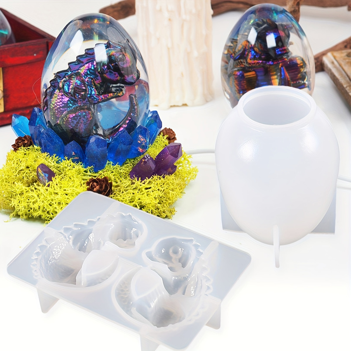 Candle Making Kit - Siliconen drakenei mallen, 2-delige set, dinosaurus