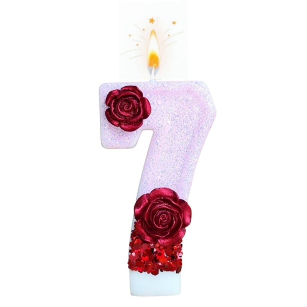 Nummer Roze Glitter Rode Roos  - Soy Wax recensie en prijs
