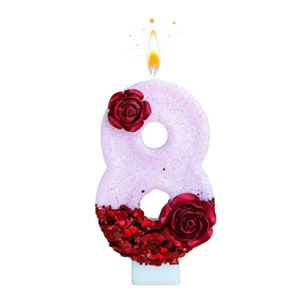 Nummer Roze Glitter Rode Roos  - Soy Wax recensie en prijs